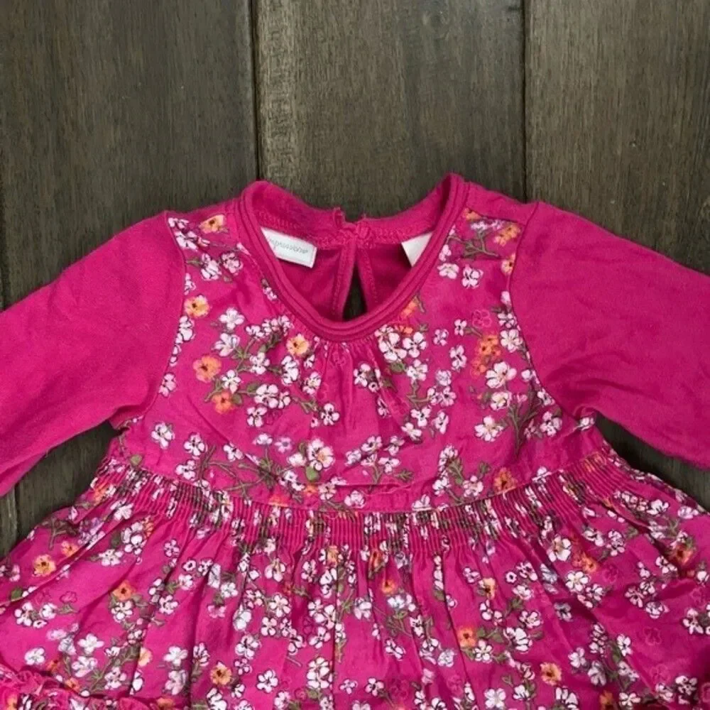 First Impressions Hot Pink Boho Floral Ruffle Dress 6-9 mos